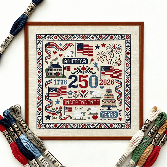 Embroidery Kit, Patriotic Cross Stitch Kits for Beginners Adults, Craft Gift for Veterans & History Lovers(RL D)
