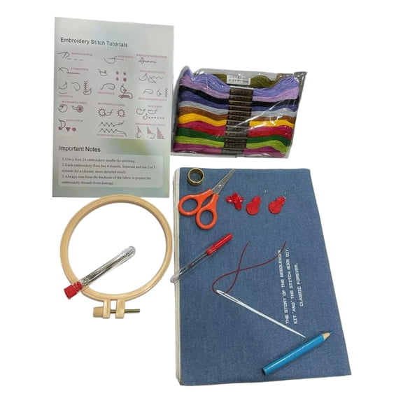 Embroidery Kit for Beginners, 4 Stages to Learn 38 Stitches, with Step-by-Step Instructions, Includes Multiple Accessories, Gift for Craft Lovers