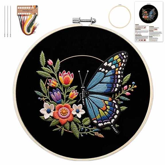 Embroidery Kit for Beginners Adult, Cross Stitch Set Include Embroidery Cloth Hoop Threads Adults, Teens, Craft Lovers & DIY Handmade Projects (B)