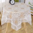thumbnail image 1 of Embroidery Lace Flower Tablecloth Home Wedding Party Decor Table Cover Square Rectangular Round Table Cloth Art Yarn Table Cloth (03 White,Diameter 195cm Round), 1 of 7