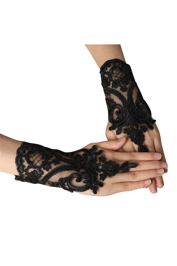 Embroidery Lace Vampires Decors Jewelry Medieval Bride Gloves for Woman Steampunk Cosplay Jewelry