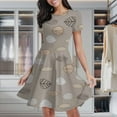 thumbnail image 1 of Embroidery Leaves Floral Pattern Women's Classic Swing Skater Dress Casual Work Party Cocktail Dresses, 1 of 6