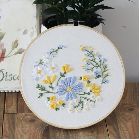 Embroidery Material Kit + 1 Embroidery Hoop,Embroidery Cross Stitch Kit Set For Beginners-Handmade Embroidery Diy Craft