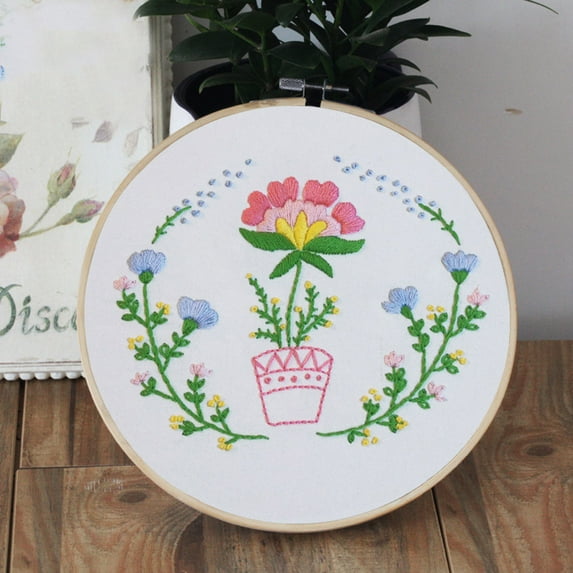 Embroidery Material Kit + 1 Embroidery Hoop,Embroidery Cross Stitch Kit Set For Beginners-Handmade Embroidery Diy Craft