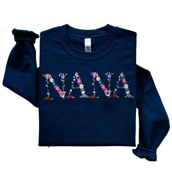 Embroidery Nana Sweatshirts For Women Gift Sweatshirt From Grandkids Nana Flower Grandma Gift Mothers Christmas