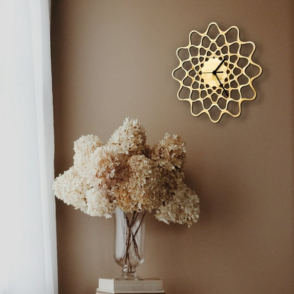 Ardeola - Embroidery Natural - 11.5-Inch Scandinavian Nordic Embroidery Natural Wall Clock, Silent Movement