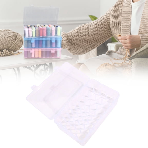 Embroidery Needle Box Cozival 42-Slot Portable Embroidery Needle Box - Transparent Organizer with Fixed Pins & Closures, Compact for Travel, Crafting & Sewing Supplies, Sewing Organizer, White