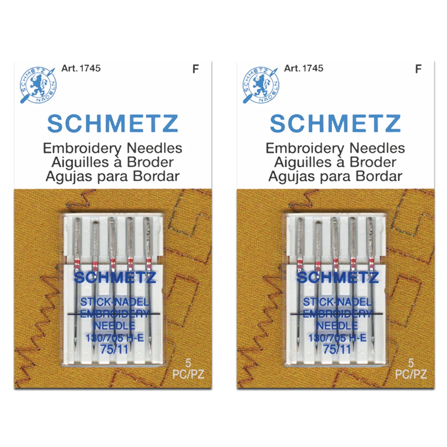 Schmetz Embroidery Machine Needles 5pcs Size 75/11