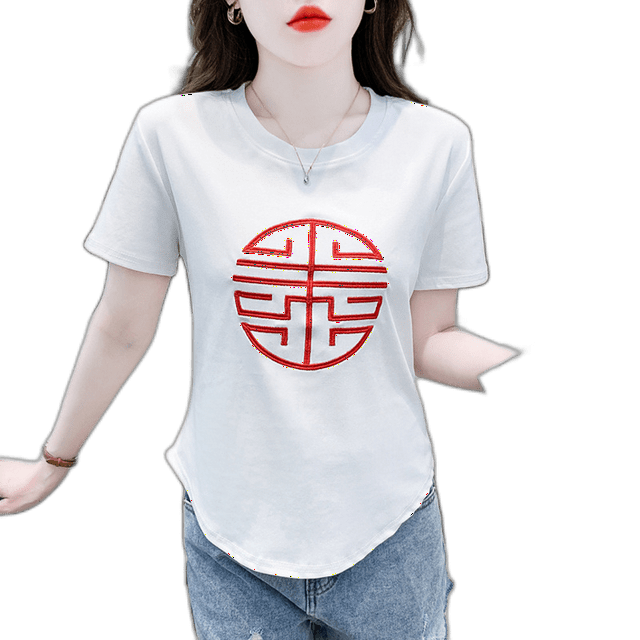 Embroidery New Chinese Style Short-Sleeved T-Shirt Female New Summer ...