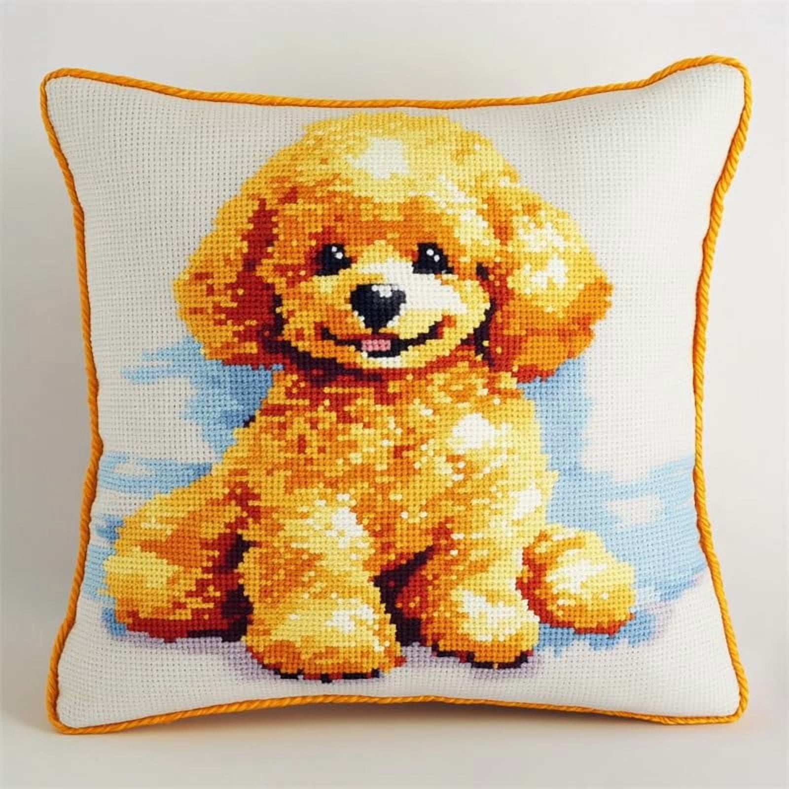 Embroidery Pillow Cases Animal dog Stamped Embroidery Kit Cross Stitch Pillow Cases 18x18in