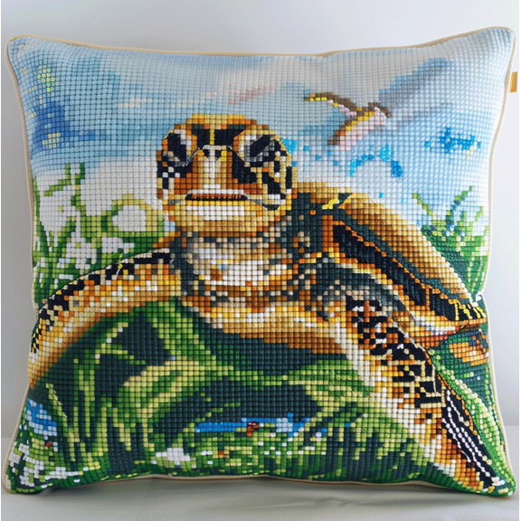 Embroidery Pillow Cases Animal turtle Stamped Embroidery Kit Cross Stitch Pillow Cases 18x18in