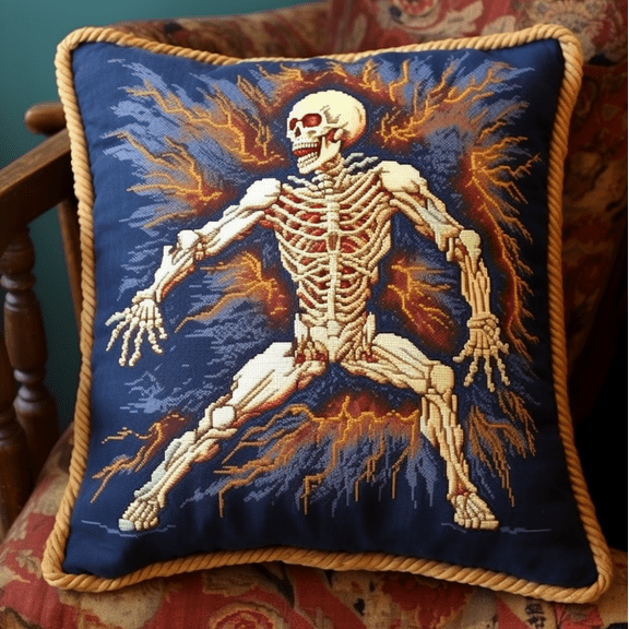 Embroidery Pillow Cases Bone pattern Cross Stitch Cushion Cover Needlepoint Pillow 18x18inch