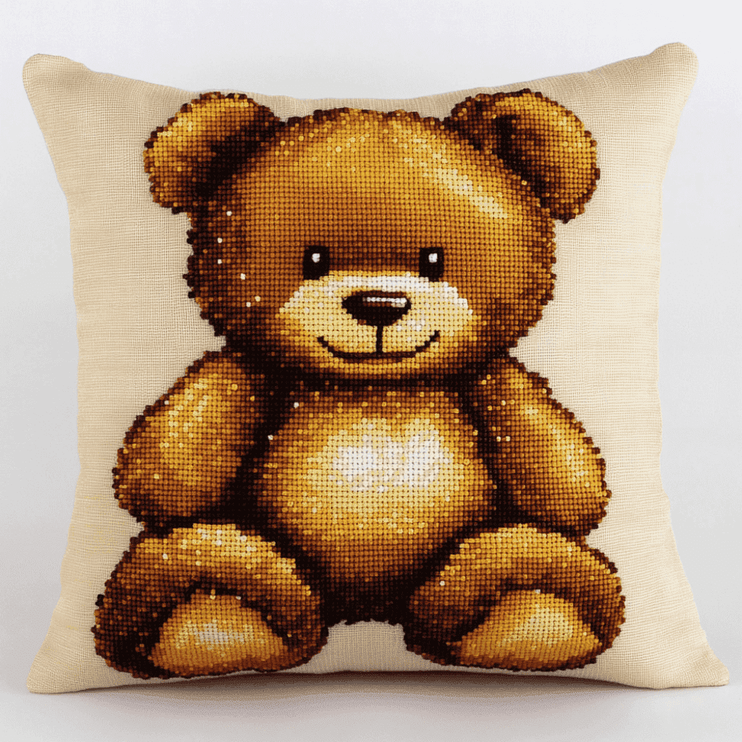 Embroidery Pillow Cases Cartoon bear Stamped Embroidery Kit Cross Stitch Pillow Cases 18x18in