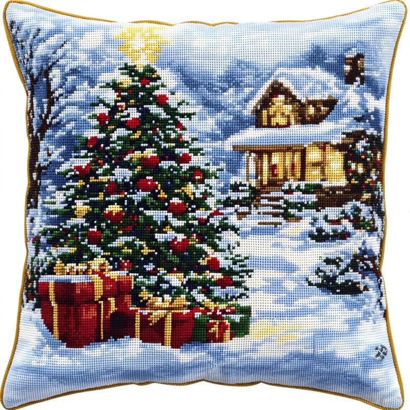 Embroidery Pillow Cases Christmas tree Stamped Embroidery Kit Cross Stitch Pillow Cases 18x18in