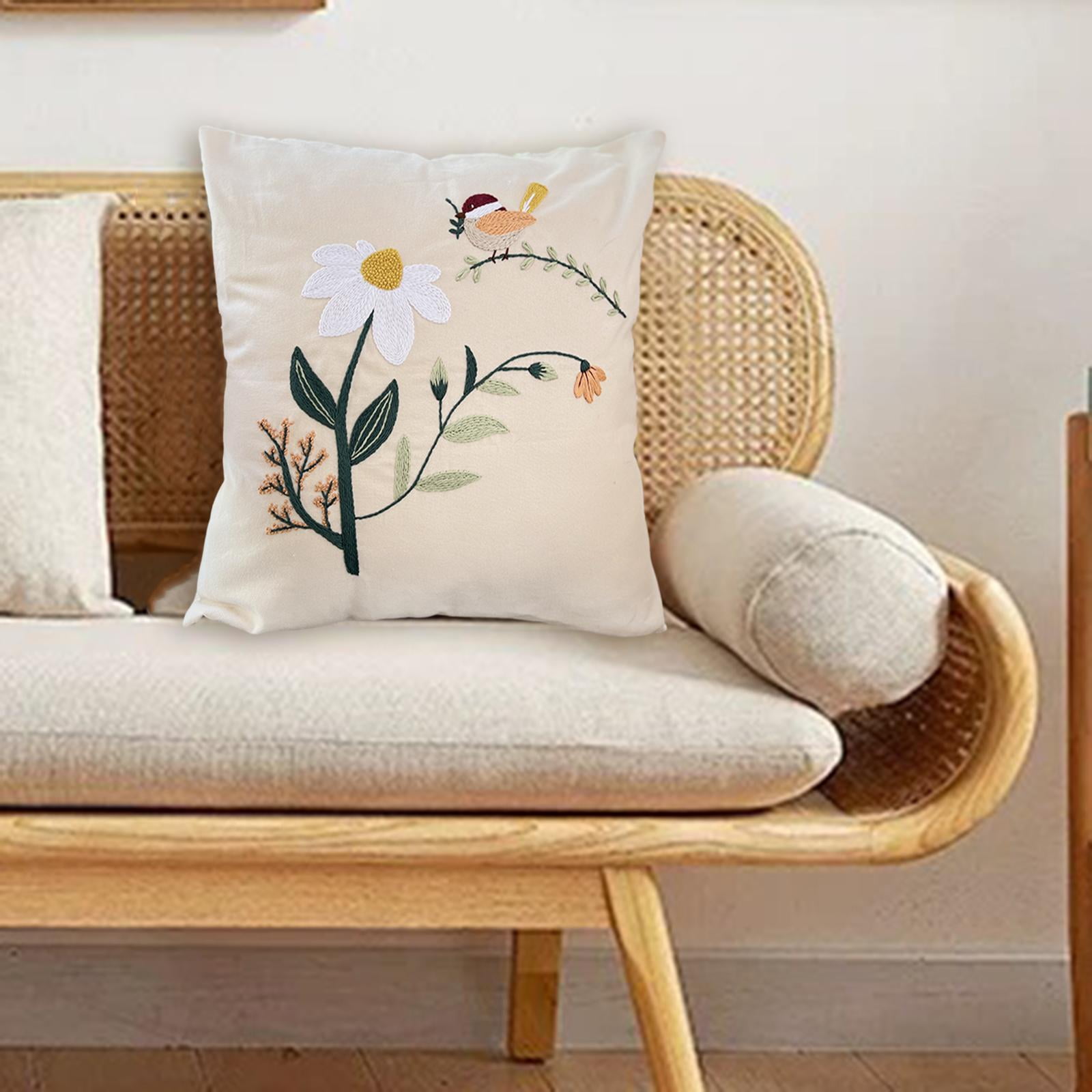 Embroidery Pillow Covers Kits Cushion Cover DIY with Pattern Sewing