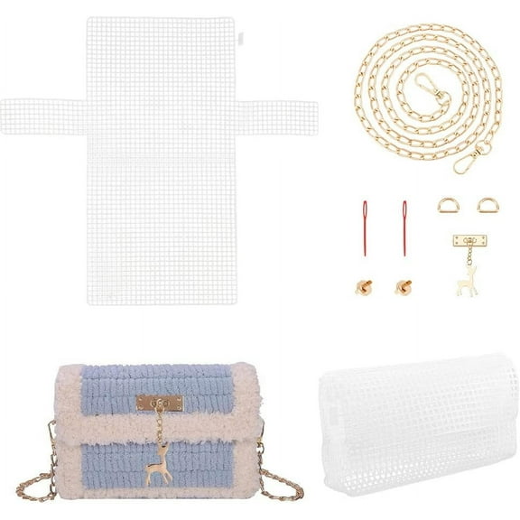 Embroidery Plastic Mesh Canvas Sheets Blank Needlepoint Canvas Sheets DIY Crochet Bag Making Kit Handbag Stitch Kits Clear Grid Bag Making Frame