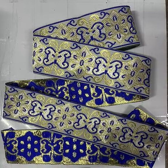 Embroidery Polyester Ribbons Jacquard Ribbon Tyrolean Ribbon Garment Accessories Floral Pattern Lemon Chiffon 2"(50mm) 7m/roll DIY
