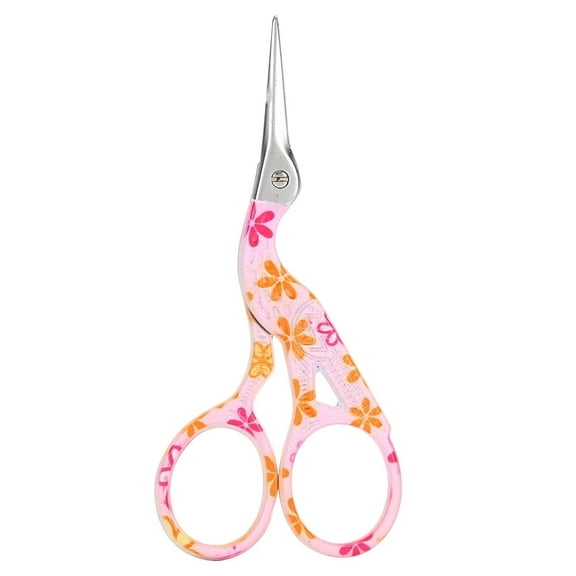 Embroidery Scissors Crane Shaped Scissors Retro Tailor Cloth Cutting Embroidery Household Sewing for Tailor Crewel Needlework Handcraft Artwork (Flower porcelain color (small pink))