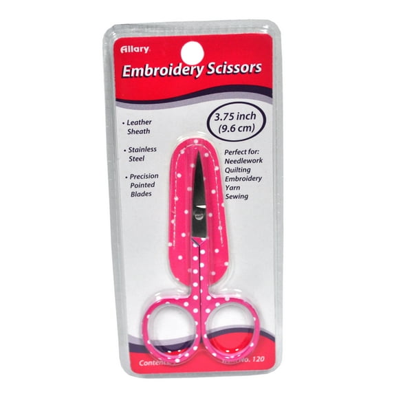Embroidery Scissors In Leather Sheath Pink