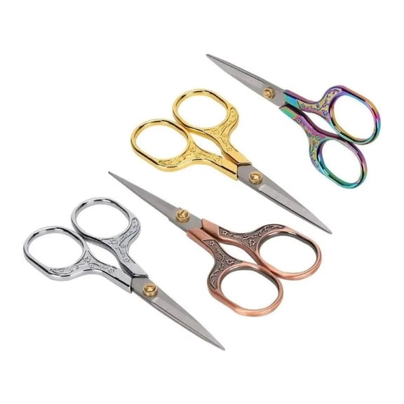 Plum Blossom Scissors Set - 4pcs Stainless Steel Embroidery Scissors, Vintage Craft Shears for Sewing, Office, Hair, and Detail Work