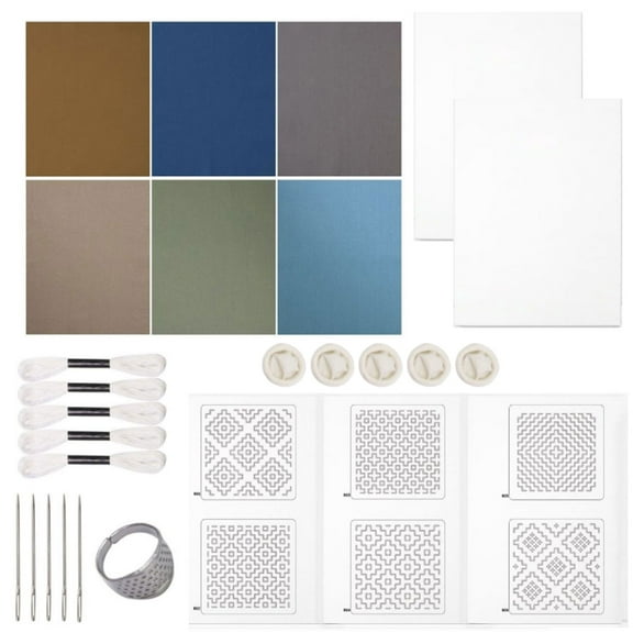 Embroidery Set with Jeans Fabric Thread Needle Water Soluble Stabilizer for Embroidery Making Needlework Craft