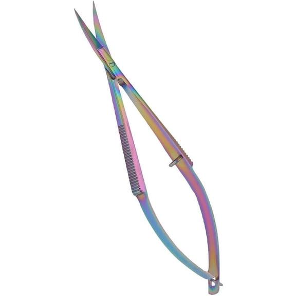 Embroidery Sewing Scissor - Titanium Spring Action Scissor 4.75" - German Stainless Steel, Curved Tip, Snips, Thread Cutter - By