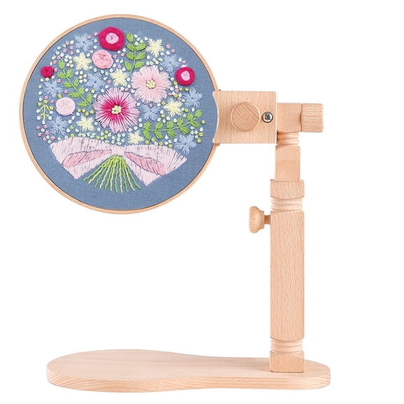 Embroidery Stand, Adjustable Cross Stitch Hoop Holder, Hands Free Wooden Embroidery Frame Stand for Art Stitching Sewing