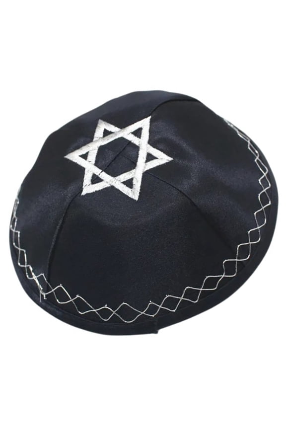 Embroidery Star Jewish Hat for Men Breathable Israel National Kippah Hat Yarmulke Hat Traditional Jewish Kippah