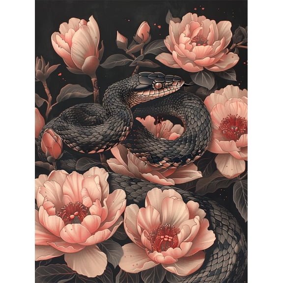 Embroidery Starter Kit Flowers and snakes Stamped Cross Stitch Kits Knitting Kit 16x20in