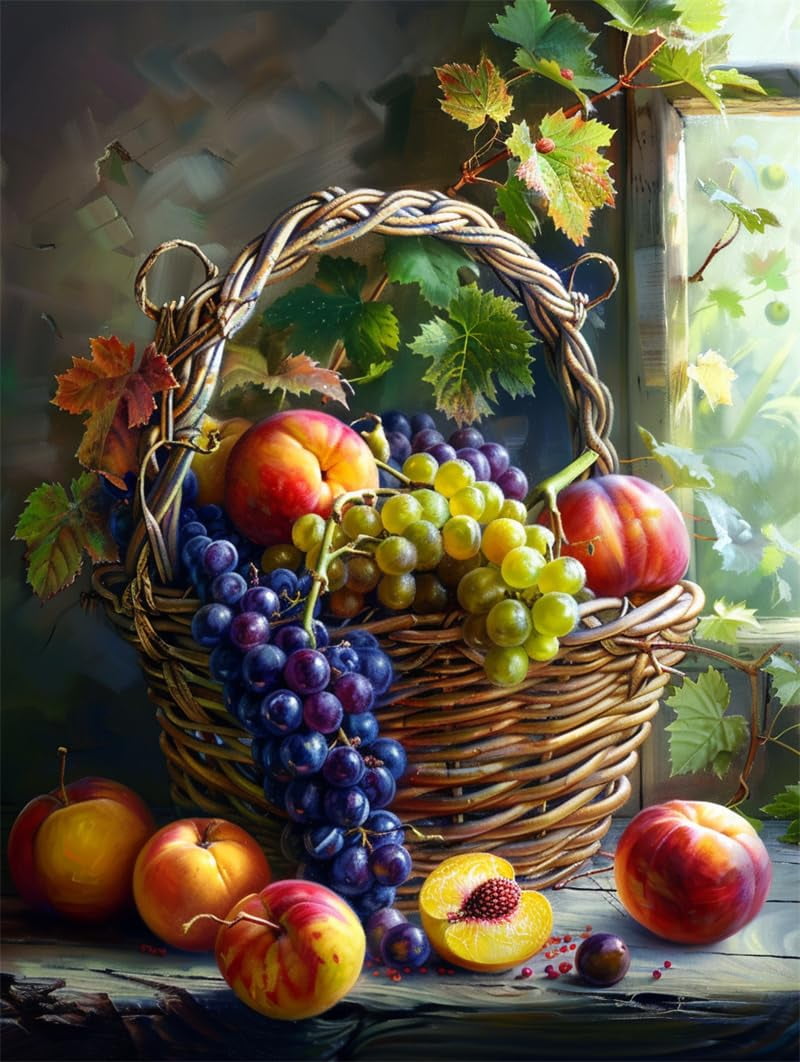 Embroidery Starter Kit Fruit in a basket Stamped Cross Stitch Kits Knitting Kit 16x20in