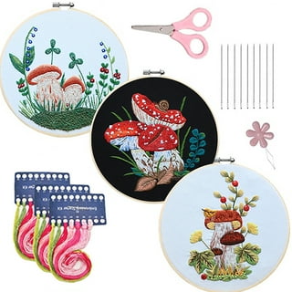 Louise Maelys Mushroom Embroidery Kits for Beginners with Art Night  Pattern,Adults Starter Cross Stitch Kit DIY Needlepoint Kits