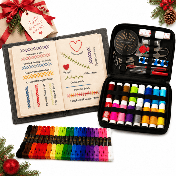 Embroidery Stitch Book Kit for Beginners, 106 Patterns with 86PCS Tools and Tutorials, All-in-One Hand Embroidery Set for Adults DIY Crafts