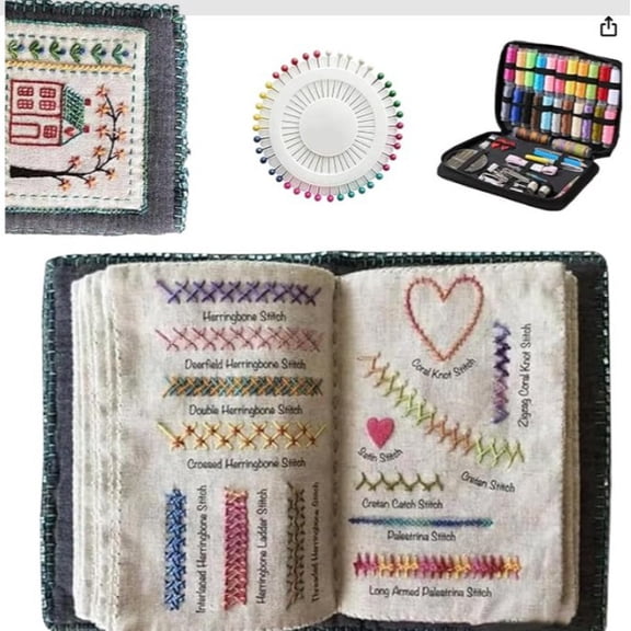 Embroidery Stitch Guidebook Set (Beginner-Friendly) Includes a Complete Tool Kit and Instructions, Featuring Embroidery Patterns; Designed for Craft Enthusiasts and Sewing Aficionados
