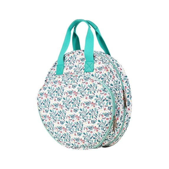 Embroidery Storage Bag, Light Blue Floral Patterned Craft Organizer With Handles, For Embroidery Supplies, Cross Stitch Kits, Needlework Tools