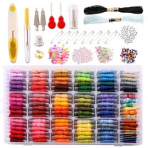 Embroidery Floss Kit for Beginners with Bobbins, Beads, Ribbons, Tools (376  Pieces)