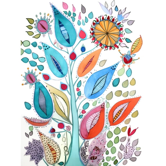 Embroidery Style Flowers Folk Art Watercolour Painting Extra Large XL Wall Art Poster Print