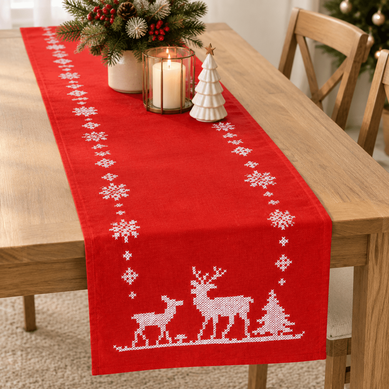 Embroidery Table Runner DIY Kit, 12 x 42 Inches, Deer Pattern - Walmart.com