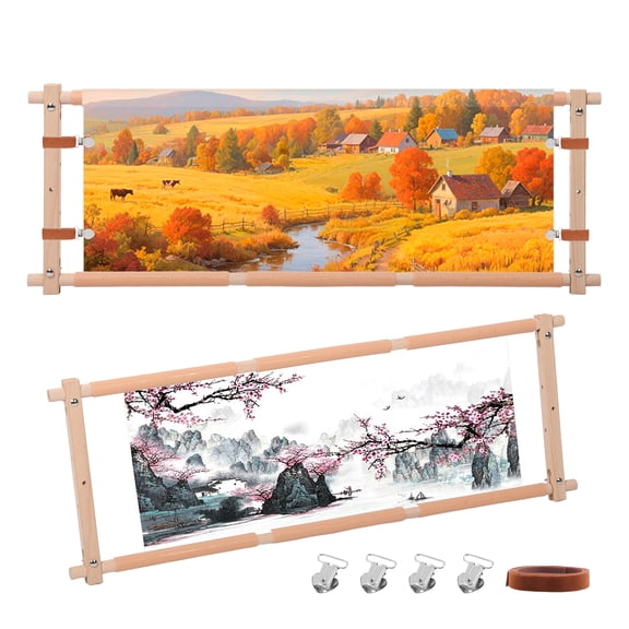 Embroidery Tapestry Scroll Frame, Detachable Cross Stitch Frame, Scroll Embroidery&Quilting Holder for Cross Stitch, Needlepoint, and Sewing Projects (33.3" x 12")