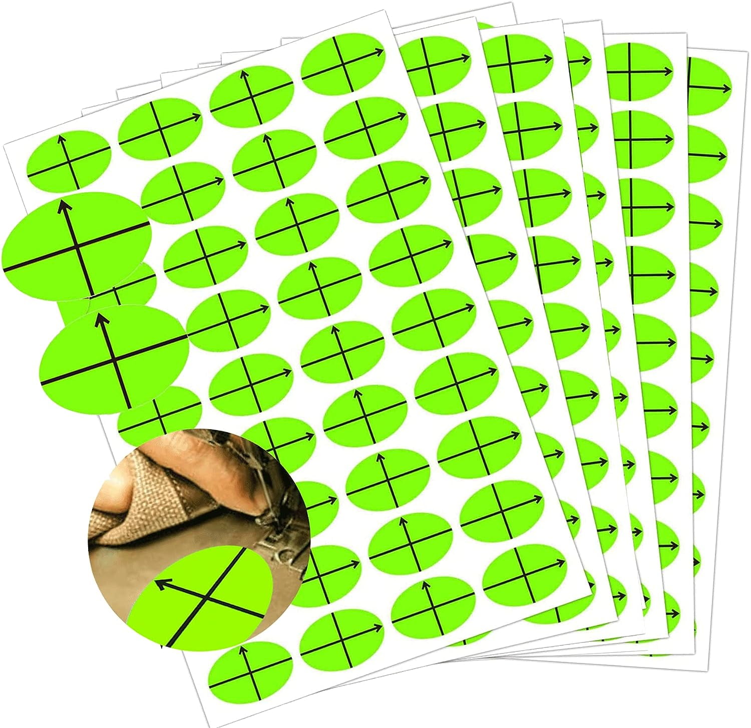 Embroidery Target Stickers Oval Scrapbooking Target Crafting Placement Label Green 3/4×1/2inch