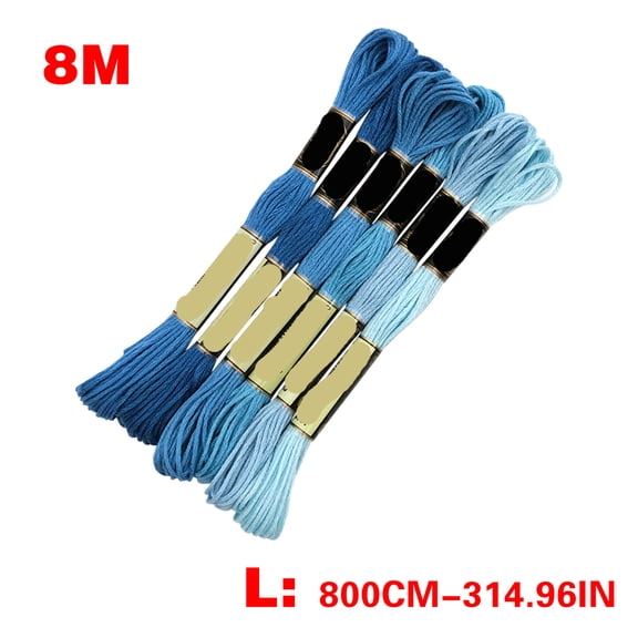 Embroidery Thread 6 Skeins 8 Meters Gradient Color Polyester Yarn for Hand Sewing and DIY Crafts