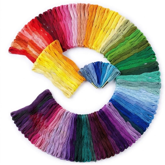 Embroidery Thread Floss Set, 100 Colors Rainbow Cross Thread Kit, 8m Skeins for Friendship Bracelet Making, Needlepoint Cotton Yarn for DIY Crafts, Sewing and Holiday Decorations, Multicolor