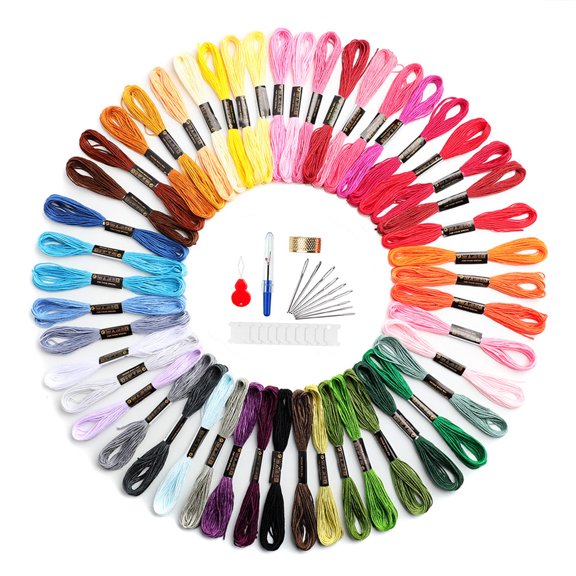 Embroidery Thread Friendship Bracelet String Premium Rainbow Color Floss Bobbins Needl Epoint thread Variegated Floas for Cross Stitch, Hand Embroidery, String Art