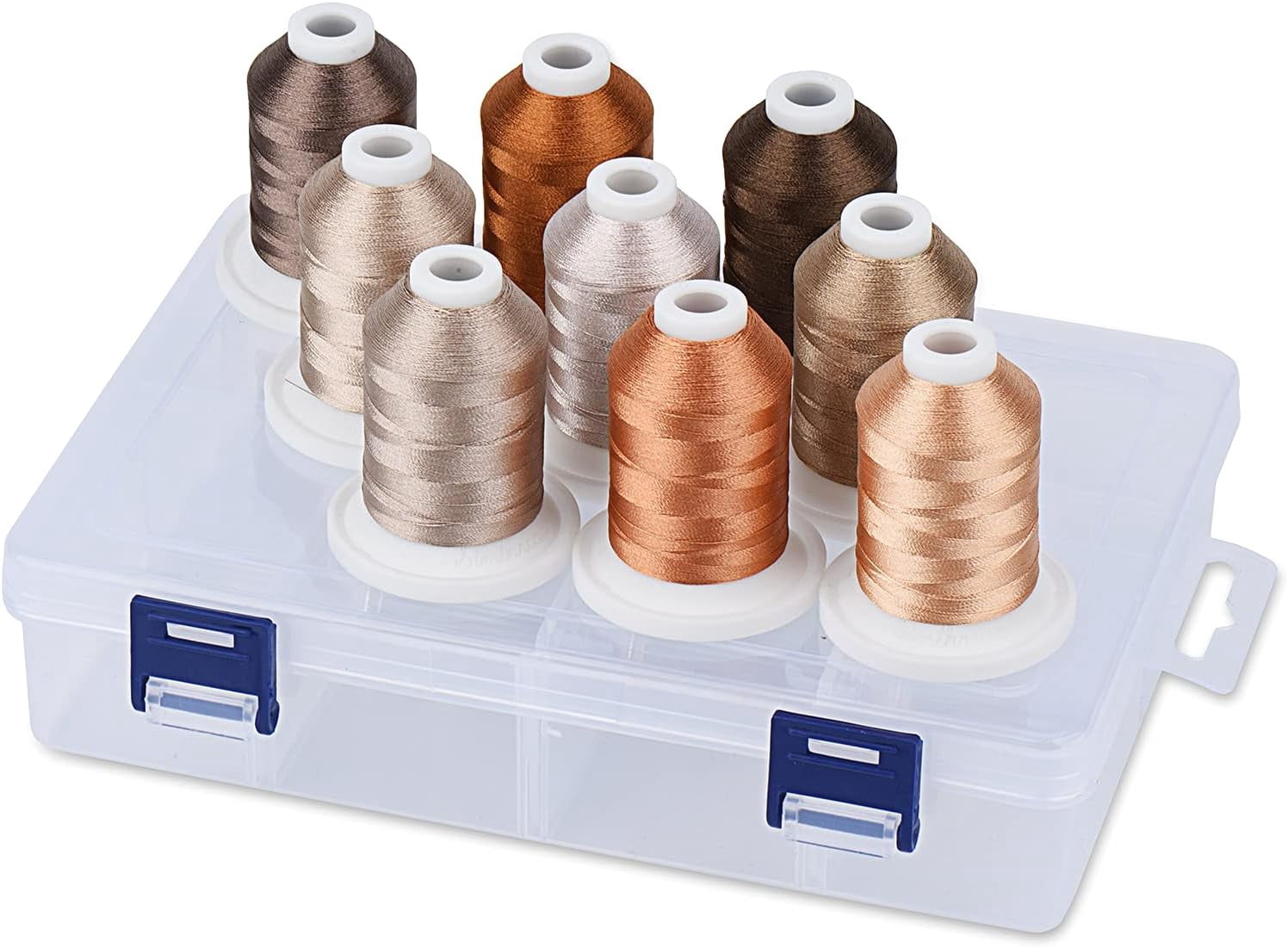 Embroidery Thread with Storage Box, 800 Yards Snap Spools 9 Brown ...
