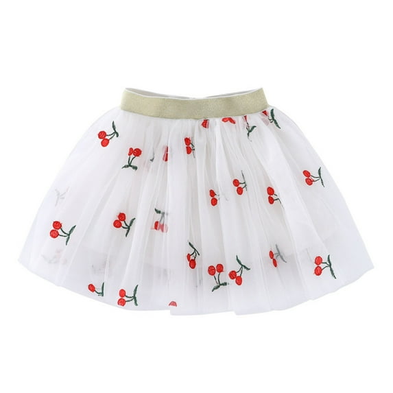 Embroidery Tulle Tutu Skirt With Heart Cherry Pineapple For Girls 1 10 Years Size 2-3T