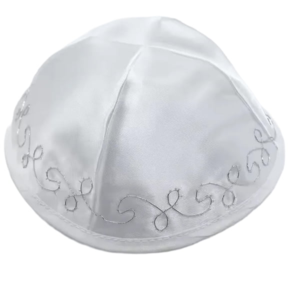 Embroidery White Kippa Caps Satins Yarmulke Hat Jewry Kippa Hat Ethnic Headwear