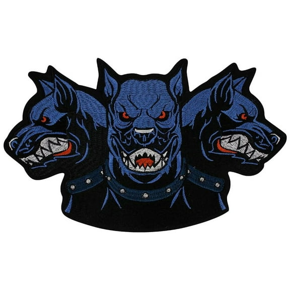 Embroidery Wolf Dog Head Iron on Emblem Motorcycle Stickers Patches Applique Bikers Jacket Backpack Badge 1 piece
