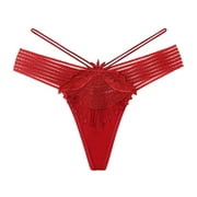 Embroidery Women Briefs Panties Thin Strap G-String Sexy Lingerie Thong Tangas