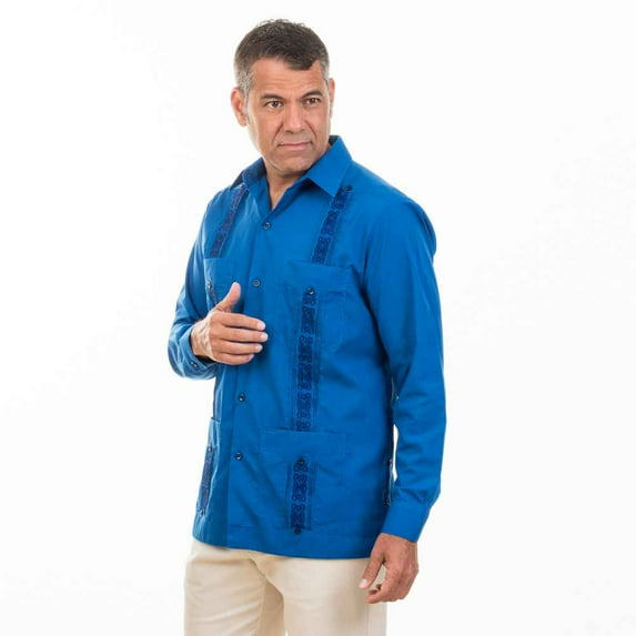 Embroidery cotton blend Long Sleeve guayabera shirt. SIZE:3X COLOR:SNK