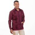 thumbnail image 1 of Embroidery cotton blend Long Sleeve guayabera shirt. SIZE:L COLOR:BRG, 1 of 1