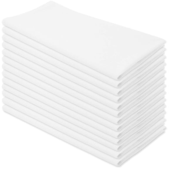 Embroidery flour sack towels, 100% cotton dish towels for kitchen, crafts, drying dishes, reinforced hems, ultra absorbent, 27x27 inches, white